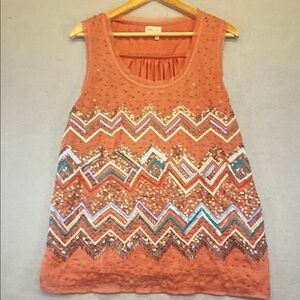 Women's Sleeveless Chevron Tank Top - Multicolor